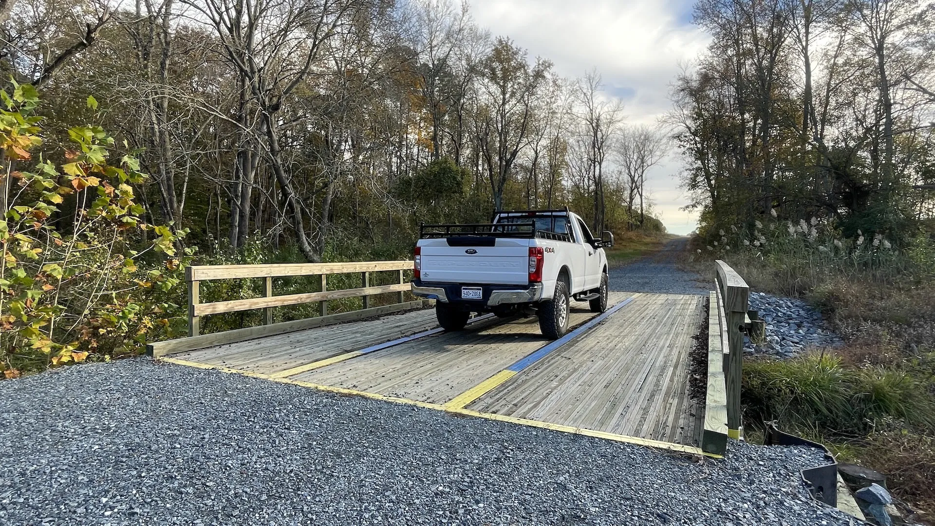 Truck crossing a bridge